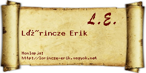 Lőrincze Erik névjegykártya